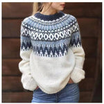 Zbliżenie na dzianinę i fakturę swetra Fair Isle