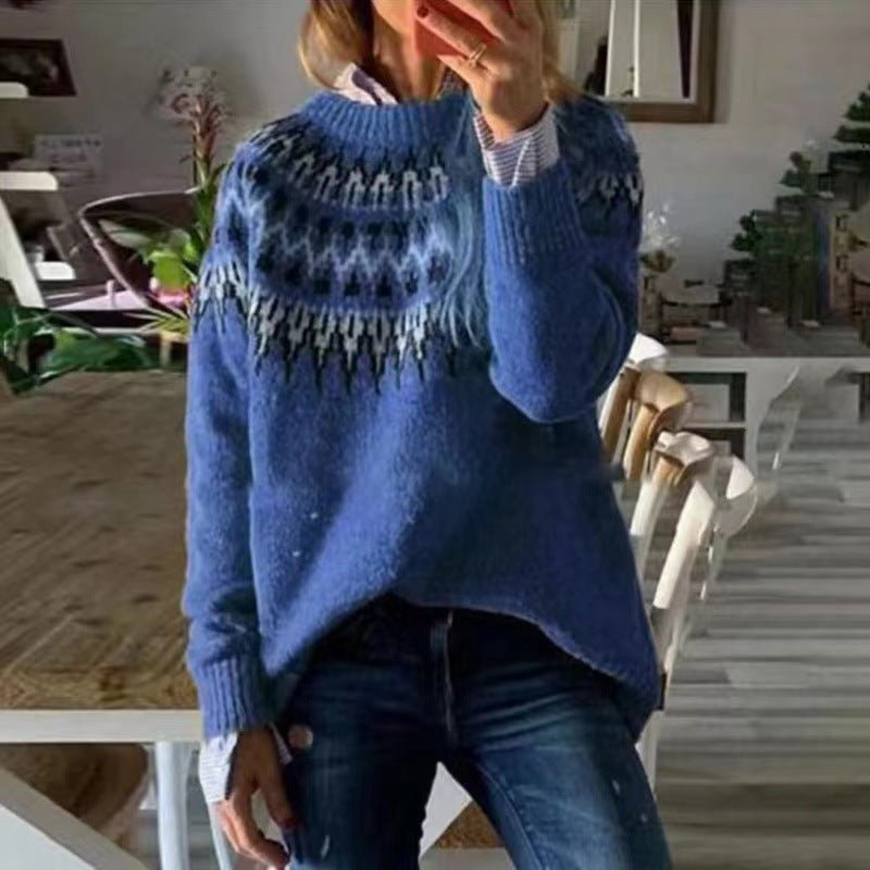 Sweter damski Fair Isle w zimowej stylizacji